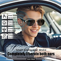 Smart Audio Fashion Glasses with Touch Control - Wireless, USB Rechargeable, Ideal for Sports, Driving & Fishing - Green/Black