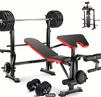 Adjustable Professional All in One Weight Bench Set with Squat Rack,