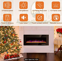 42-Inch Slimline Electric Fireplace - Linear, Multicolor Flame